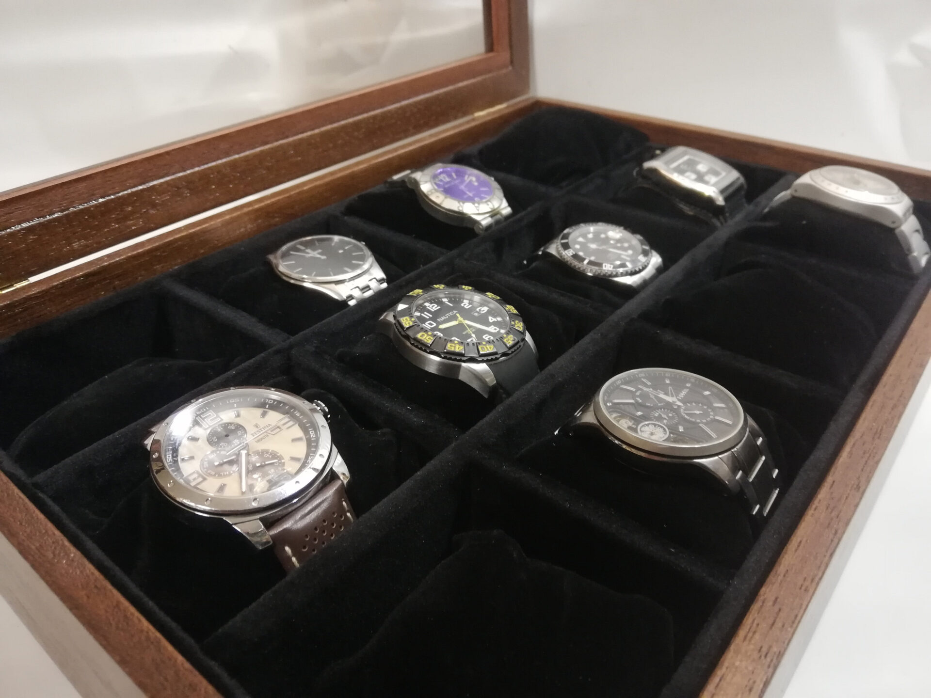 Cofanetto in legno per Orologi da polso , scatola porta orologi, Tudor,  Hublot, Rolex (Velluto NERO) - Coins&More